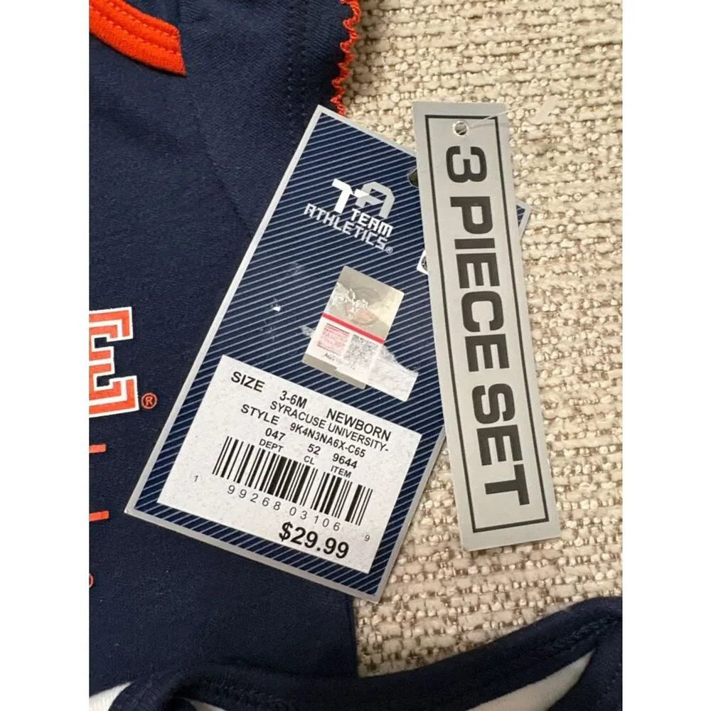 NWT Syracuse Orange Infant One-Piece Bodysuit Set - Navy, Orange, White Girls